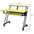 Yellow And Black Music Studio Desk With Keyboard Tray Yellow Black Writting Desk Office Rectangular Shelves Desk Rectangular Wood Metal Sled