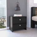 Lily Nightstand, Two Drawers Black Mdf Engineered Wood