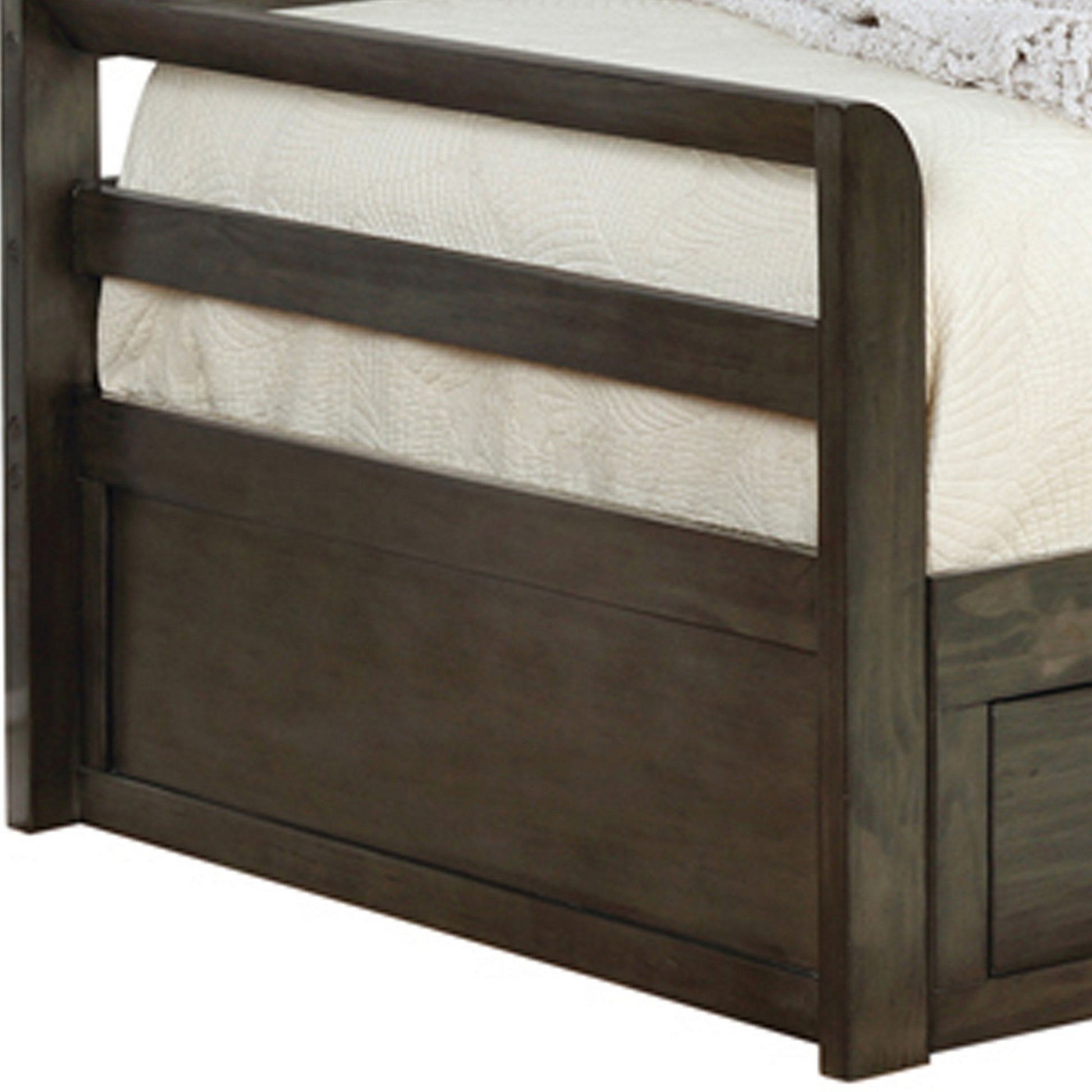 Two Drawer Wooden Extra Large Twin Size Bed With Trundle, Brown Twin Xl Brown Solid Wood Mdf