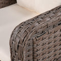 K&K 5 Pieces Outdoor Patio Furniture Set With Pet House Cool Bar And Retractable Side Tray, Rattan Wicker Patio Swivel Rocking Chairs Set Of 2 With Ottomans For Backyard, Porch, Balcony, Beige Yes Rocker & Glider Brown Beige Seats 2 Weather Resistant