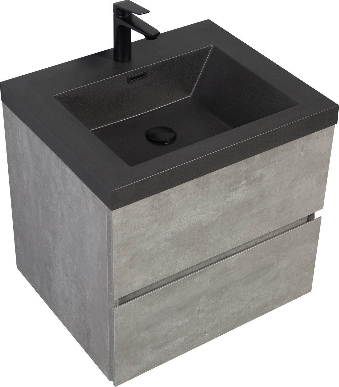 Wall Mounted Bathroom Vanity With Integrated Sink, Two 30" Bathroom Cabinets And One 48" Bathroom Cabinet Combo Cement Grey Wall Mounted Plywood