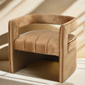 Modern Velvet Accent Chair With Ribbed Detail, Luxury Curved Fully Upholstered Accent Chair, Brown No Assembly Needed Brown Velvet