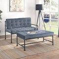 Grey And Sandy Grey Tufted Bench Grey Bedroom Grey Industrial Fabric Metal