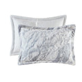 Marble Faux Fur Comforter Set Queen Grey Blue Marble