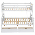 Twin Over Full Bunk Bed With Ladder, Two Storage Drawers, Safety Guardrail, White Box Spring Not Required Twin White Wood Bedroom Bed Frame Pine