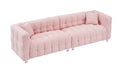 102 Inch Pink Teddy Fleece Sofa With Two Throw Pillows In Living Room Bedroom Apartment Sofa Supported By Hardware Feet Pink Polyester Blend 4 Seat