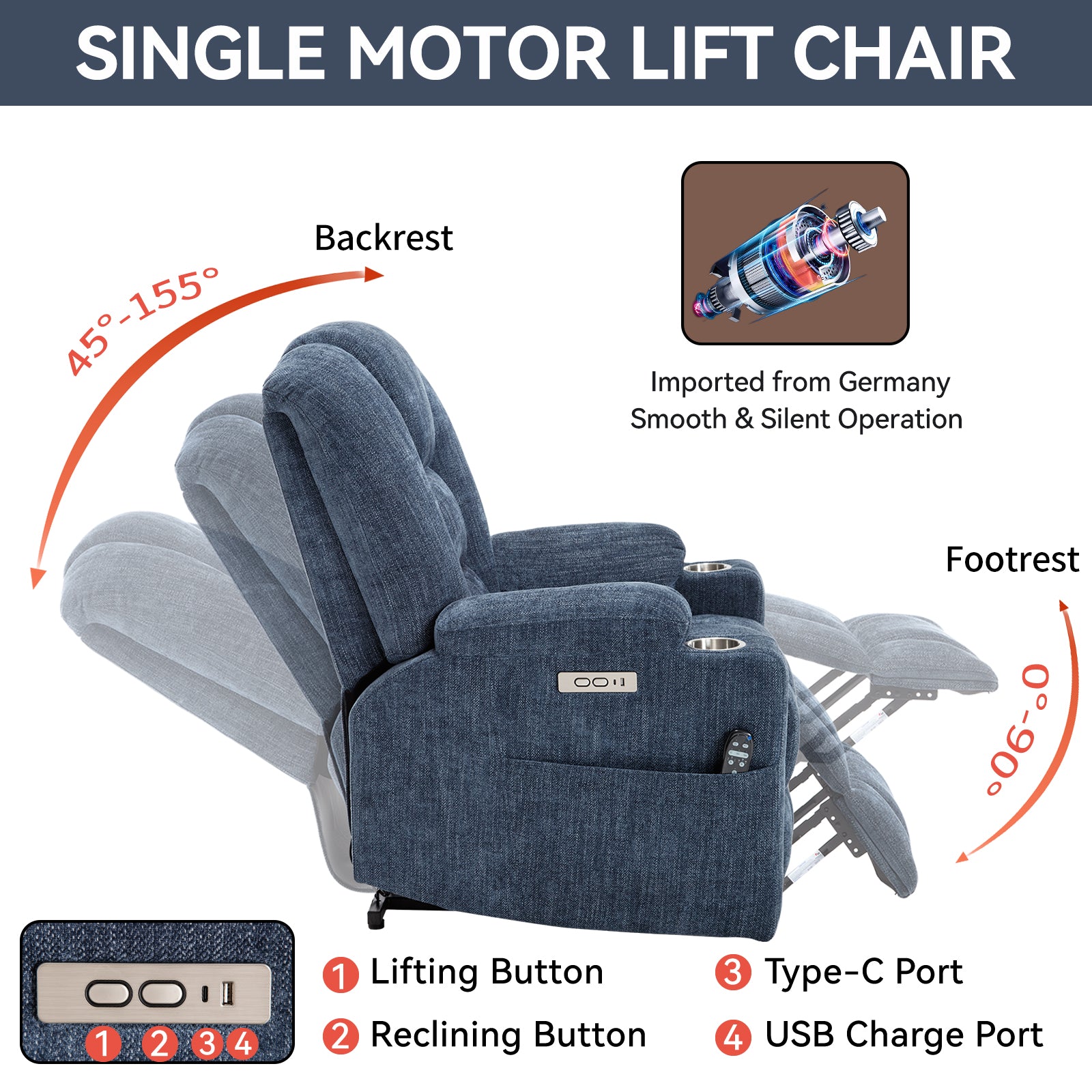 Large Power Lift Recliner Chair With Massage And Heat For Elderly, Overstuffed Wide Recliners, Heavy Duty Motion Mechanism With Usb And Type C Ports, 2 Steel Cup Holders, Brown White Metal Primary