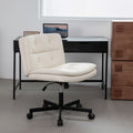 Large Size Swivel Home Office Desk Chair Armless Office Room Chair Caster Wood Beige Primary Living Space Foam Dry Clean American Design,Casual,Contemporary,Minimalist,Modern Handle Office Chairs Solid Back Foam Adjustable Height Leather