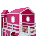 Twin Size Loft Bed With Slide Pink Tent And Tower Pink Old Sku:Wf298769Aah Twin Pink Solid Wood