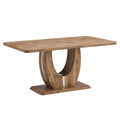 Table And Chair Set.Mdf Rectangular Dining Table, 6 Modern Medieval Style Restaurant Cushioned Side Chairs With With Soft Cushions And Black Metal Legs.Suitable For Restaurants, Living Rooms, Kitchen. Brown Seats 6 Mdf Metal