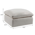 Ivory Ottoman With Removable Cushion Ivory Linen Primary Living Space Backless Solid Contemporary,Modern Square Armless Foam Linen