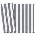 Outsunny Reversible Outdoor Rug, 9' X 12' Waterproof Plastic Straw Floor Mat, Portable Rv Camping Carpet With Carry Bag, Large Floor Mat For Backyard, Deck, Picnic, Beach, Gray & White Striped Multicolor Polypropylene