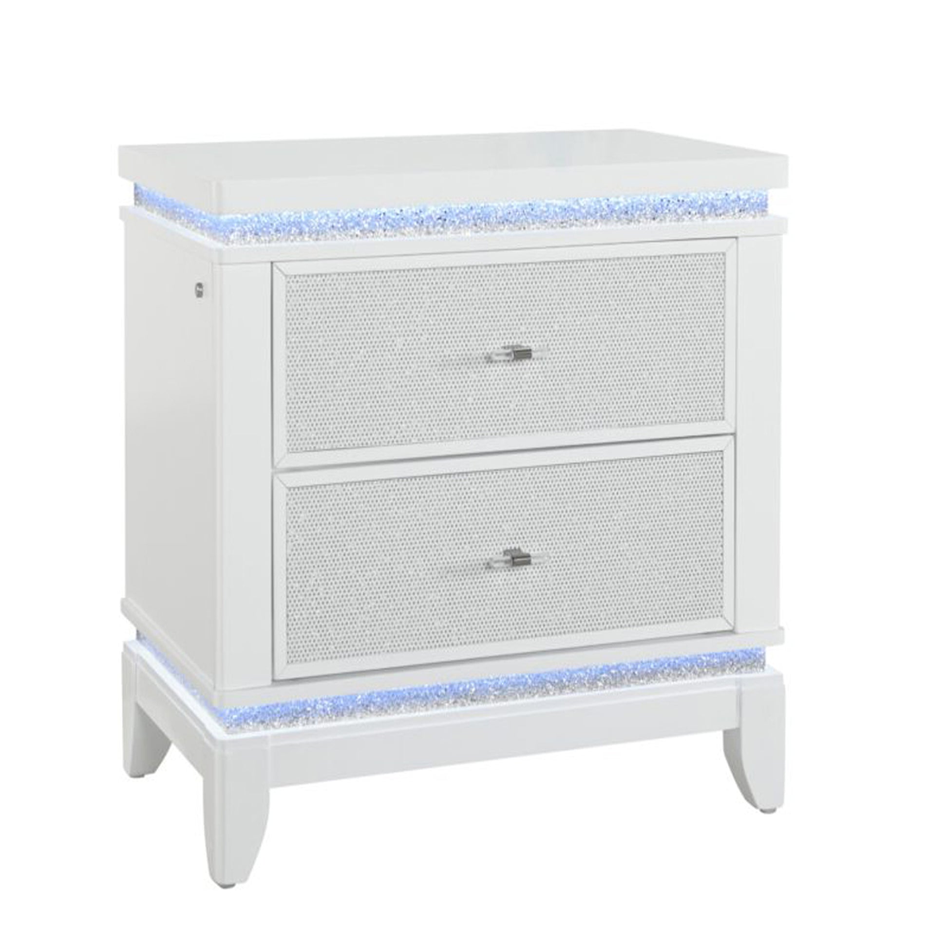 Adalid White Nightstand White White 2 Drawers Square Bedroom Contemporary Dovetail Joints Rubberwood White Wood Solid Wood Mdf
