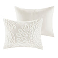 3 Piece Tufted Cotton Chenille Floral Comforter Set Off White Full Queen Full Off White Cotton