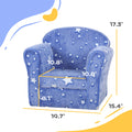 Qaba Kids Sofa Chair, Toddler Sofa With Glow In The Dark Star Design & Wooden Frame, Upholstered Baby Sofa For 18 36 Months For Bedroom, Livingroom, Playroom, Kid Room, Blue Blue Fabric