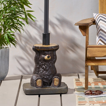 Bear Umbrella Base Dark Brown Concrete