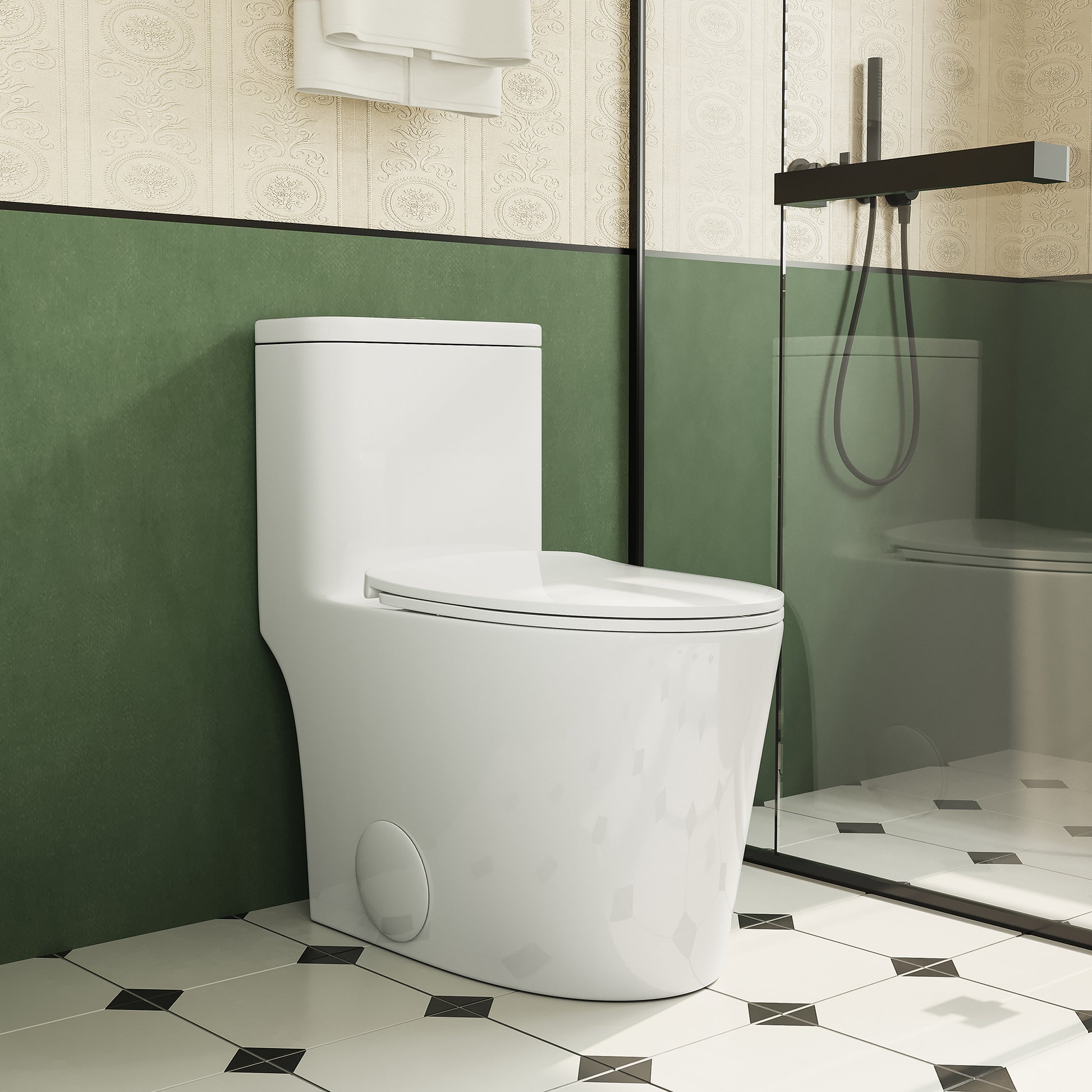 1.1 1.6 Gpf Elongated Comfort Height Floor Mounted One Piece Toiletcupc Certified, Watersense Cetified, Ceramic, White Color, Soft Close Seat White Ceramic