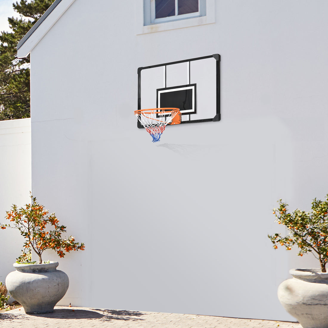 Soozier Wall Mounted Basketball Hoop With 45" X 29" Shatter Proof Backboard, Durable Rim And All Weather Net For Indoor And Outdoor Use Colorful Steel