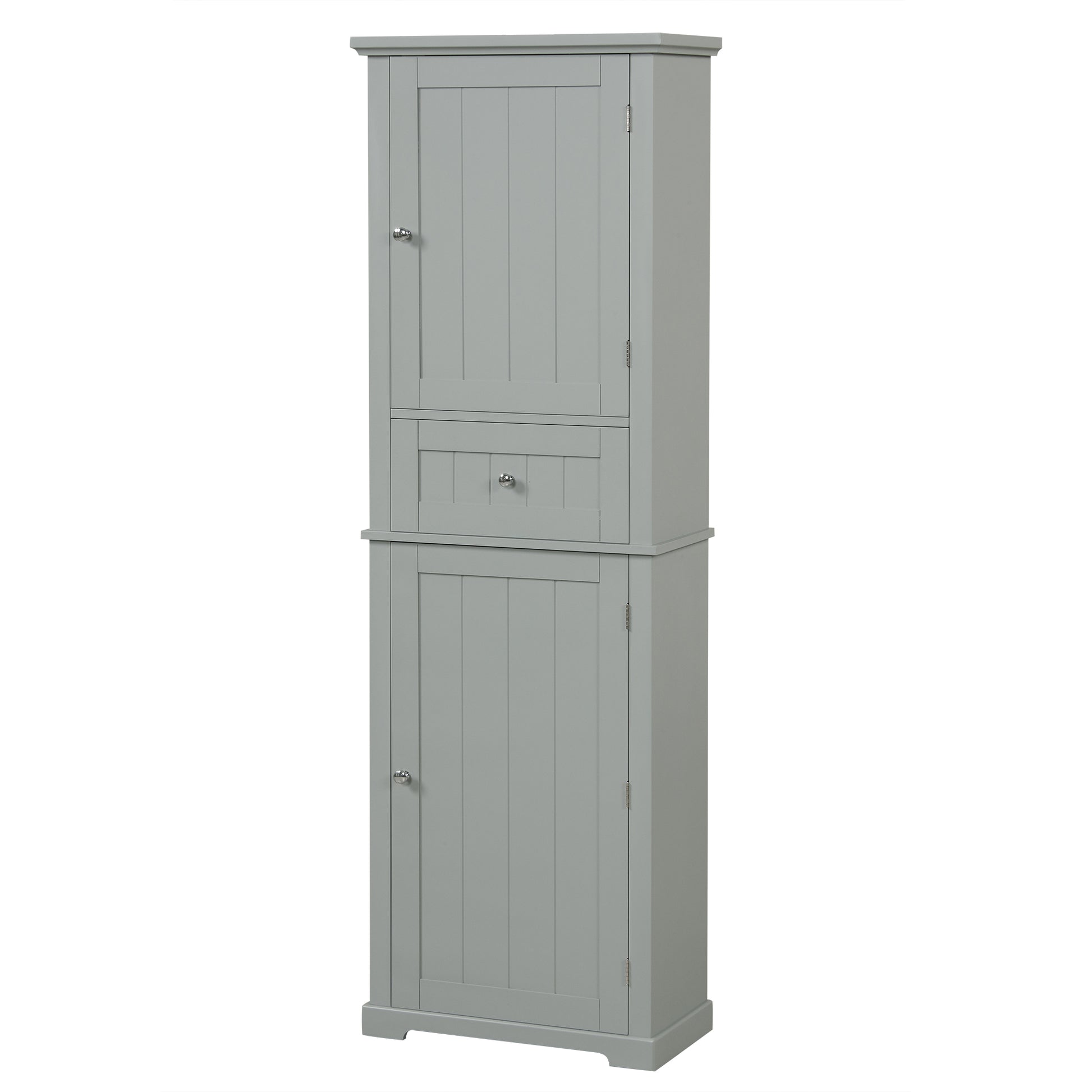 Tall Bathroom Storage Cabinet, Freestanding Storage Cabinet With Drawer And Adjustable Shelf, Mdf Board With Painted Finish, Grey Grey Mdf