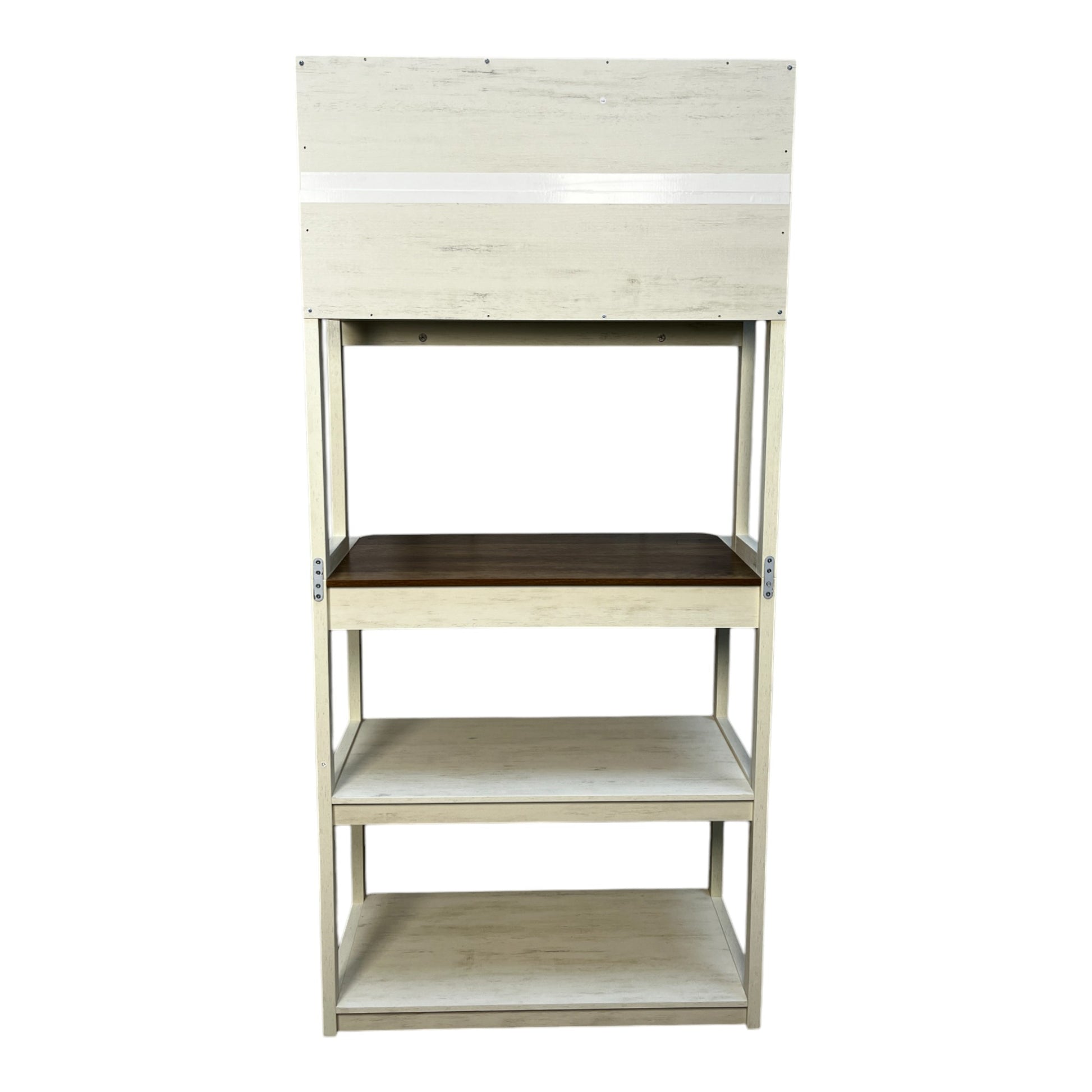 39.37" White And Rustic Brown Color 5 Tier Bakers Rack For Kitchen With Storage, Coffee Bar, Kitchen Shelves, Microwave Stand Brown White Particle Board