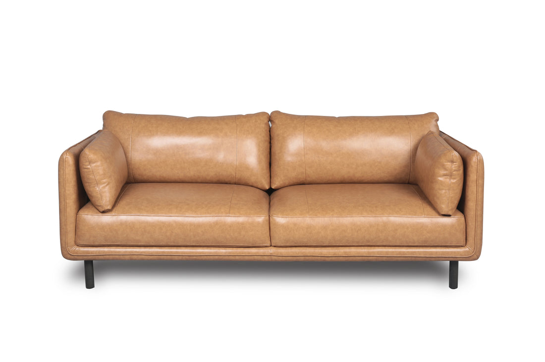 Modern Leather Sofa Camel Leather 2 Seat