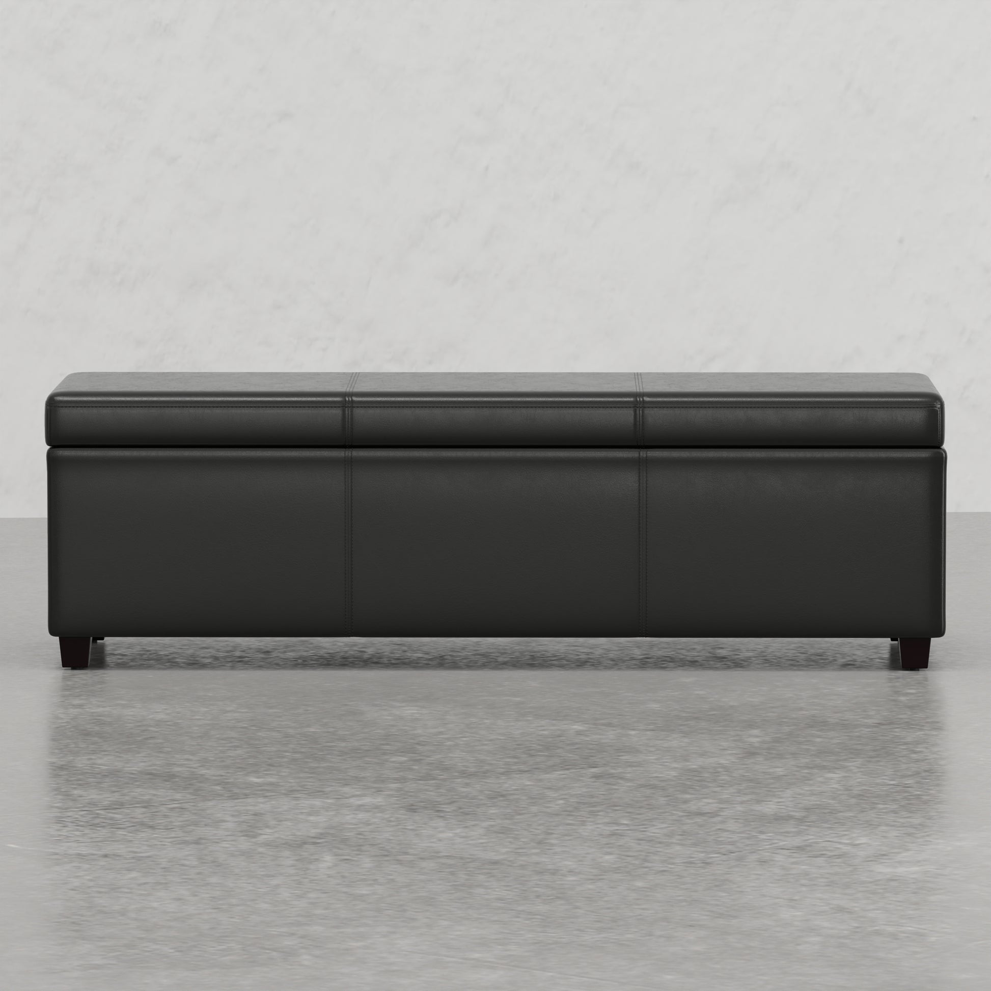 Lincoln Extra Large Storage Ottoman Bench Black Wood Fabric