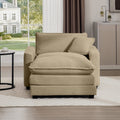 Comfortable Single Chair Deep Seat Sofa With Footstool With One Pillow, Suitable For Living Room And Bedroom, Club Multiple Occasions, Tan Corduroy Fabric Tan Corduroy 1 Seat