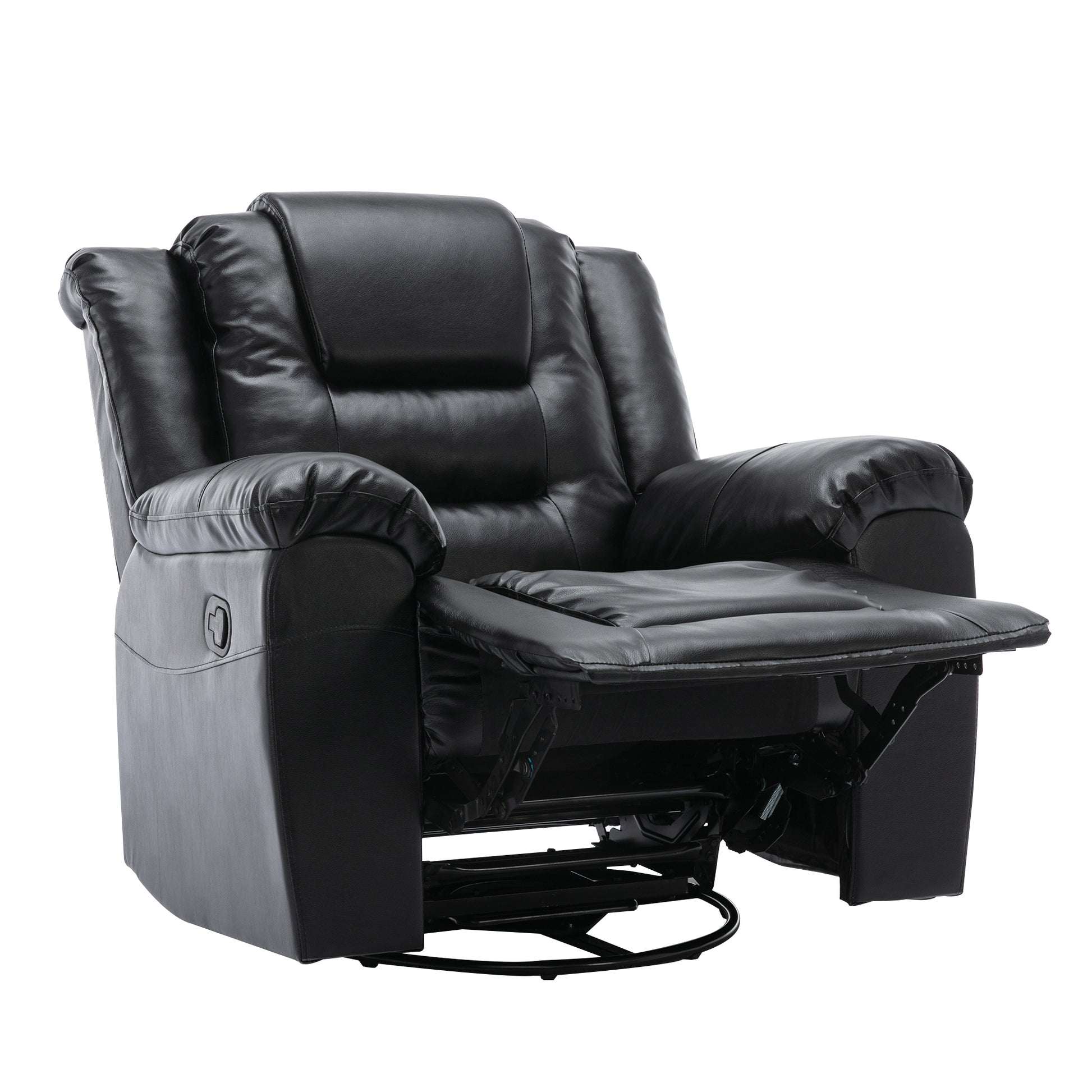 Home Theater Recliner Set Manual Recliner Chair With Wide Armrest, Two Built In Cup Holders For Living Room,Bedroom, Black Old Sku:Sg000760Aab Black Foam Pu Leather