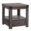 Ash Grey End Table With Square Leg Grey Primary Living Space Rubberwood Drawers Rectangular Wood