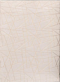 Luxury Machine Washable Beige Geometric Abstract Gold Gilded Chinchilla Faux Fur Area Rug Beige Gold Polyester