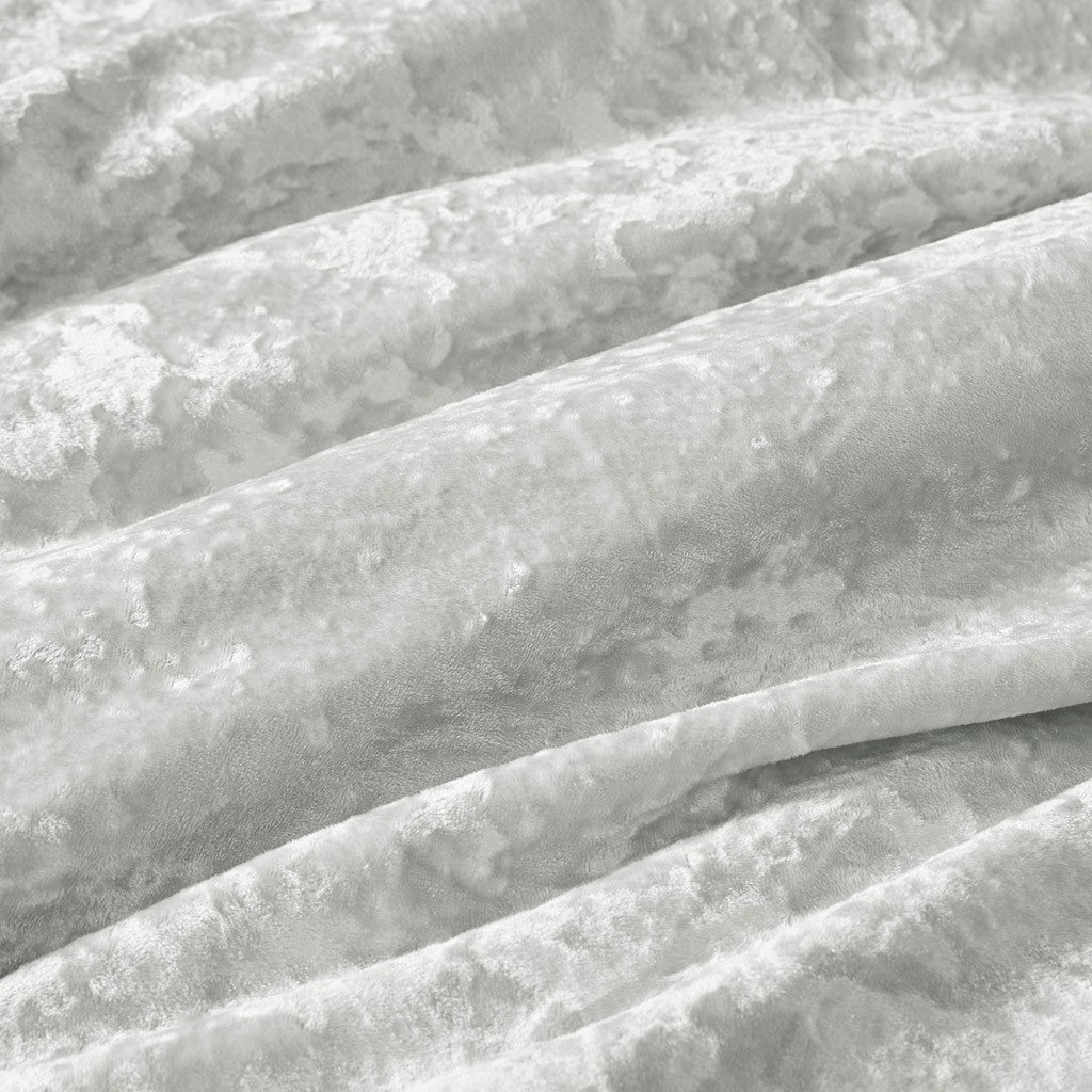 Crushed Velvet Sherpa Reversible Comforter Set King Grey Polyester