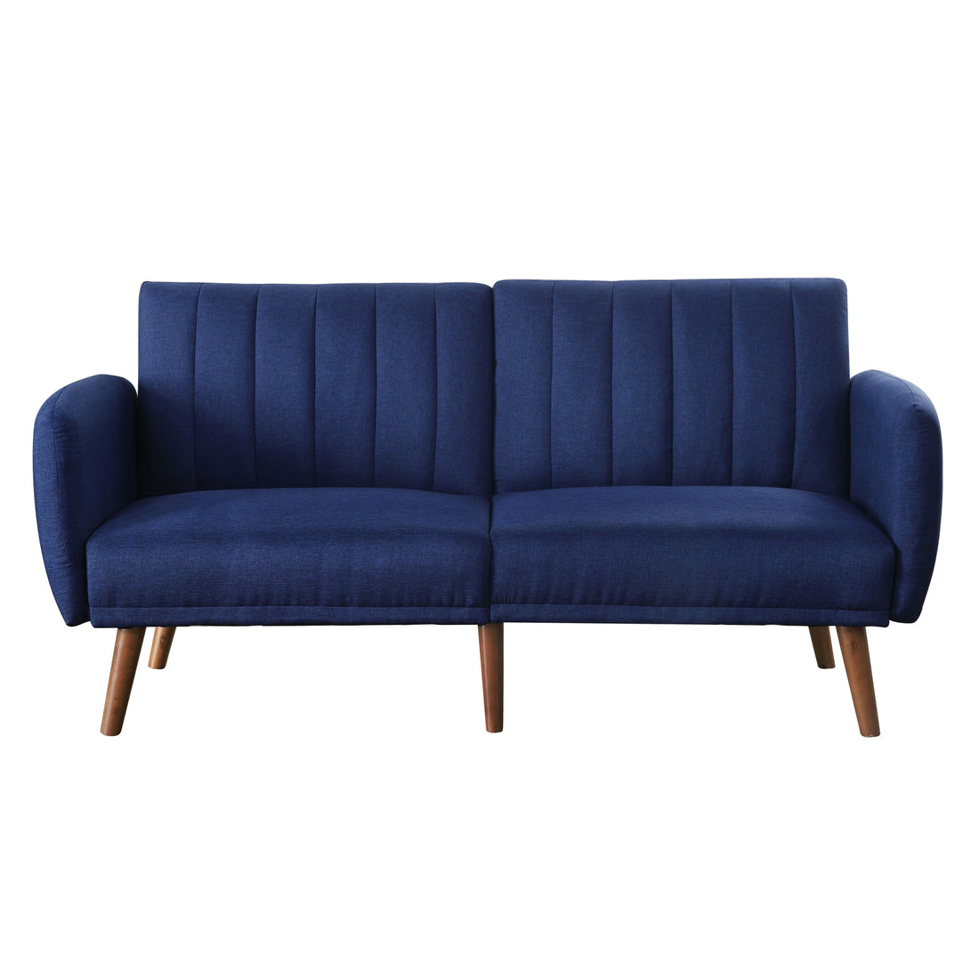 Blue And Walnut Upholstered Adjustable Sofa Blue Linen Wood Primary Living Space Split Back Modern Eucalyptus Foam Linen 2 Seat