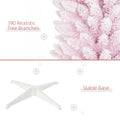 Homcom 6' Snow Flocked Artificial Pencil Christmas Tree, Slim Xmas Tree With Realistic Branches And Plastic Base Stand For Indoor Decoration, Pink Pink Plastic