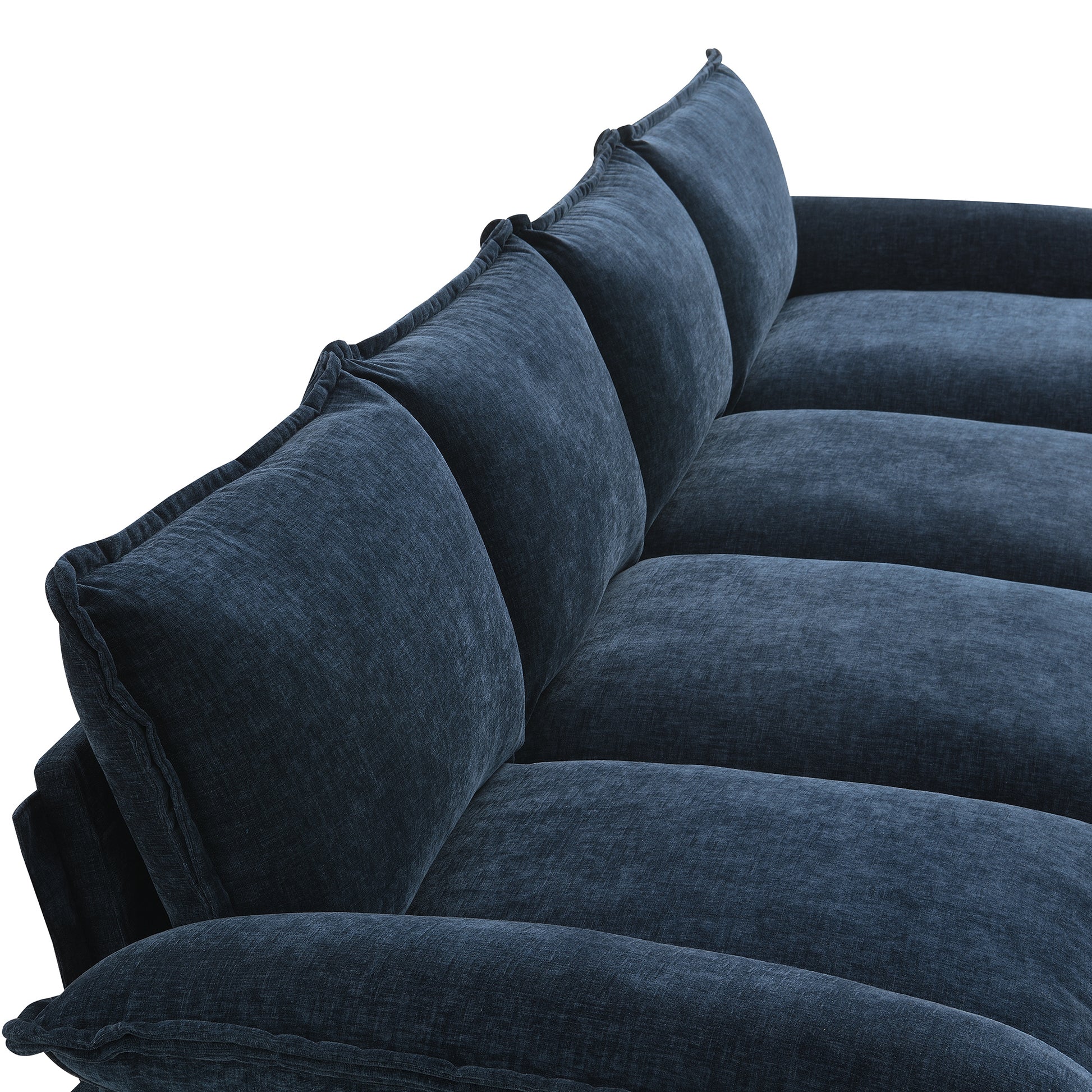 118*55" Modern L Shaped Chenille Cloud Sofa With Double Seat Cushions,5 Seat Upholstered Indoor Furniture,Sleeper Sofa Couch With Chaise Lounge For Living Room,Apartment,3 Colors Dark Navy Chenille 4 Seat