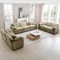 Modern Living Room Sofa 3 Pieces Set, Two 2 Seater Sofas And One 3 Seater Sofas, Upholstery Large Deep Seat Sofa With Sofat Cushion And Pillowss,Tan Corduroy Tan Corduroy 7 Seat