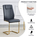 Table And Chair Set.Modern Rectangular Glass Dining Table With A Tempered Glass Tabletop And Metal Legs, Paired With Multiple Chairs Designed With Pu Cushions And Golden Metal Legs. Black Gold Seats 8 Tempered Glass