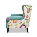 Anya Boho Chic Wingback Accent Arm Chair, Floral & Leopard, Arctic Blue & Lavender Purple Velvet Purple Multi Foam Fabric