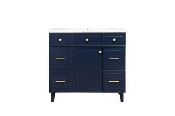 36" Bathroom Cabinet Only, Without Basin, 23V07 36Nb Navy Blue Mdf