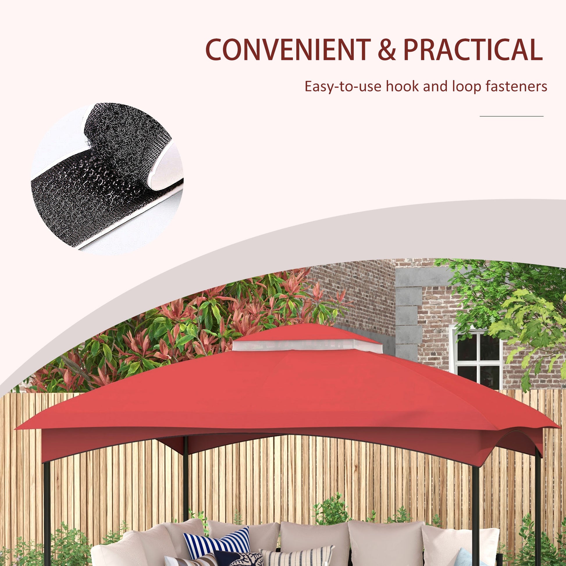 Outsunny 10' X 12' Gazebo Canopy Replacement, 2 Tier Outdoor Gazebo Cover Top Roof With Drainage Holes, Top Only , Wine Red Red Polyester