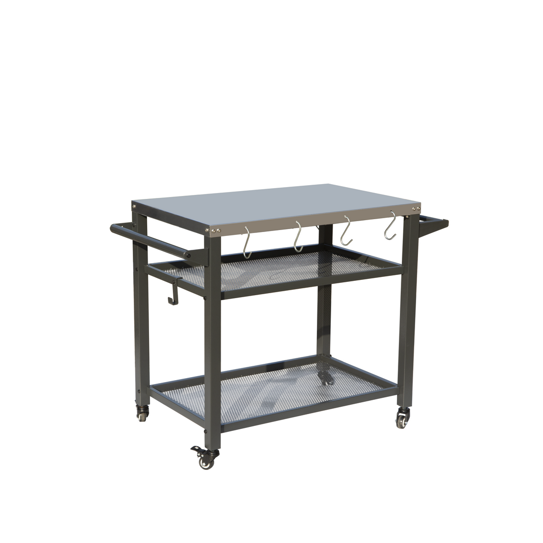 3 Shelf Outdoor Grill Table, Grill Cart With Wheels, Outdoor Pizza Oven And Food Prep Table, Blackstone Table With Stainless Steel Tabletop, Grill Stand For Blackstone Griddle For Outside Bbq Grey