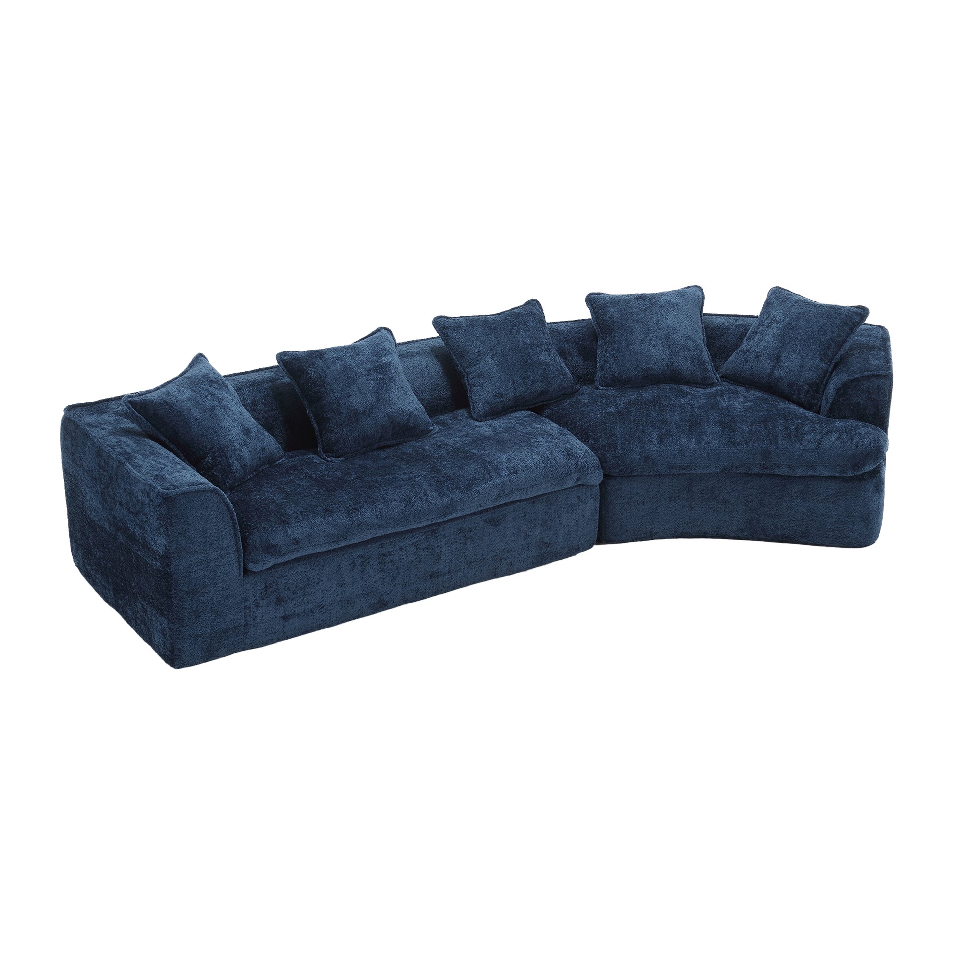 Coolmore Boucle Sofa 3 Seater For Living Room Oversized Comfy Sofa Unique Double Seat And Corner Construction For Apartment, Office Left Hand Facing Navy Navy Primary Living Space Foam Boucle 3 Seat