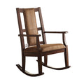 Brown And Espresso Rocking Chair With Padded Seat Cushion Solid Brown,Espresso Primary Living Space Foam Rocking Chairs Solid Back Wood Fabric