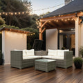 4 Piece Patio Sectional Wicker Rattan Outdoor Furniture Sofa Set With Storage Box Grey Wicker Creme Cushion Yes Complete Patio Set Grey Rust Resistant Frame Mildew Resistant Cushion Garden & Outdoor Modern Complete Patio Sets Fiber Foam And Polyester