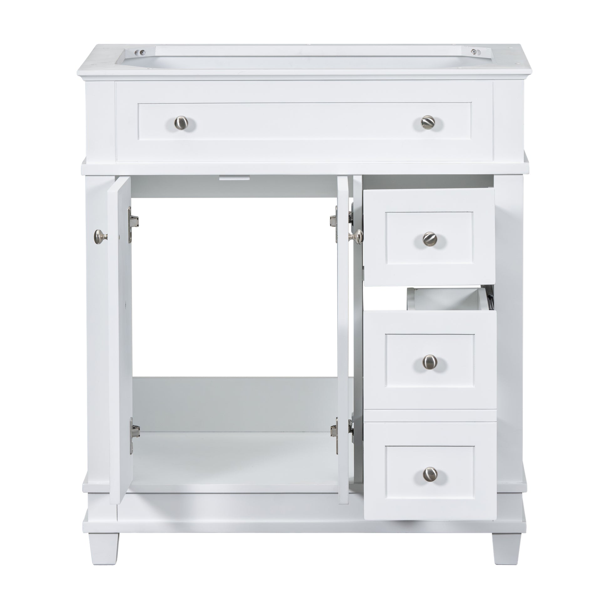 30" Bathroom Vanity Cabinet Without Sink, Free Standing Vanity With 2 Drawers& Soft Closing Doors, Solid Wood Frame Bathroom Cabinet, White Not Include Sink 2 White 2 1 Bathroom Freestanding Solid Wood Mdf Painted