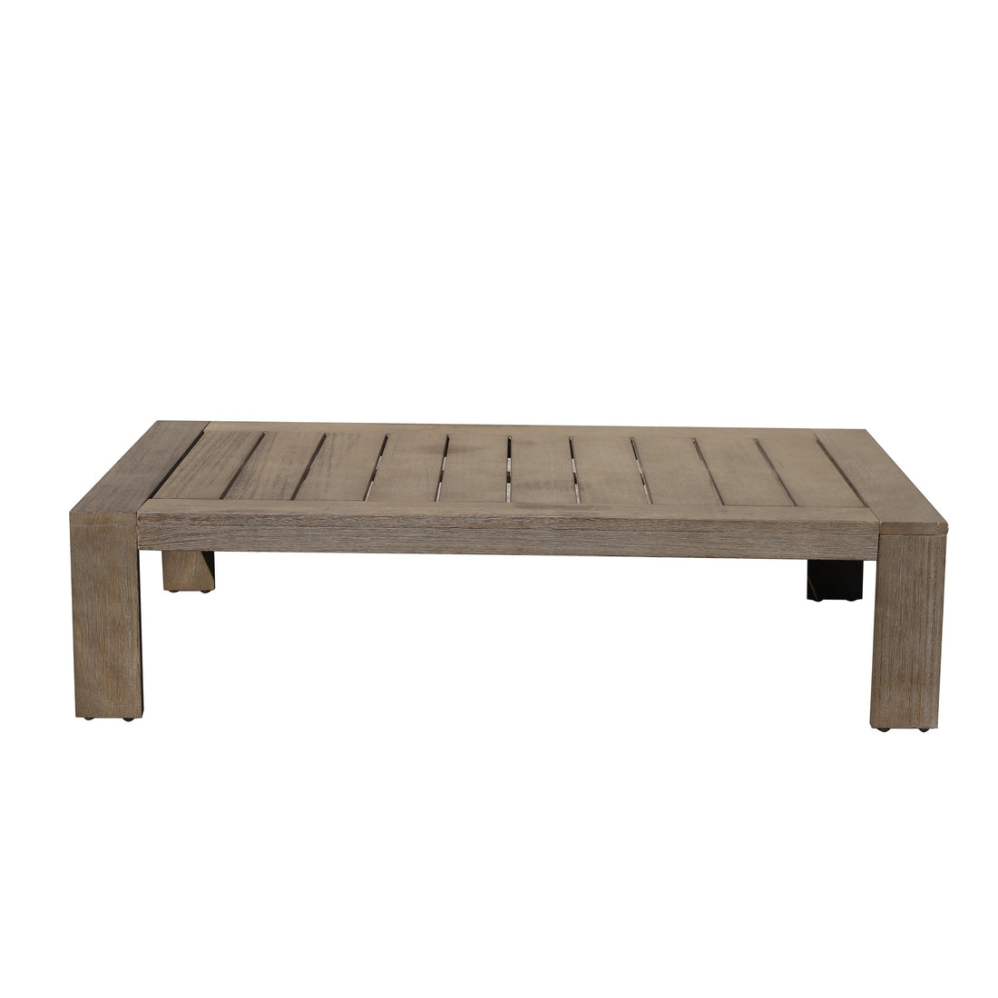 Neji 51 Inch Coffee Table, Burnt Brown Acacia Wood Frame, Plank Surface Brown Solid Wood