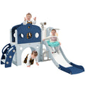 7 In 1 Toddler Slide Set, Freestanding Space Set With Slide, Kids Slide Playset Structure, Arch Tunnel And Basketball Hoop, Toy Storage Organizer For Toddlers, Kids Climbers Playground Blue 50 99 Lbs Cute 1 To 2 Years Hdpe Indoor & Outdoor Use