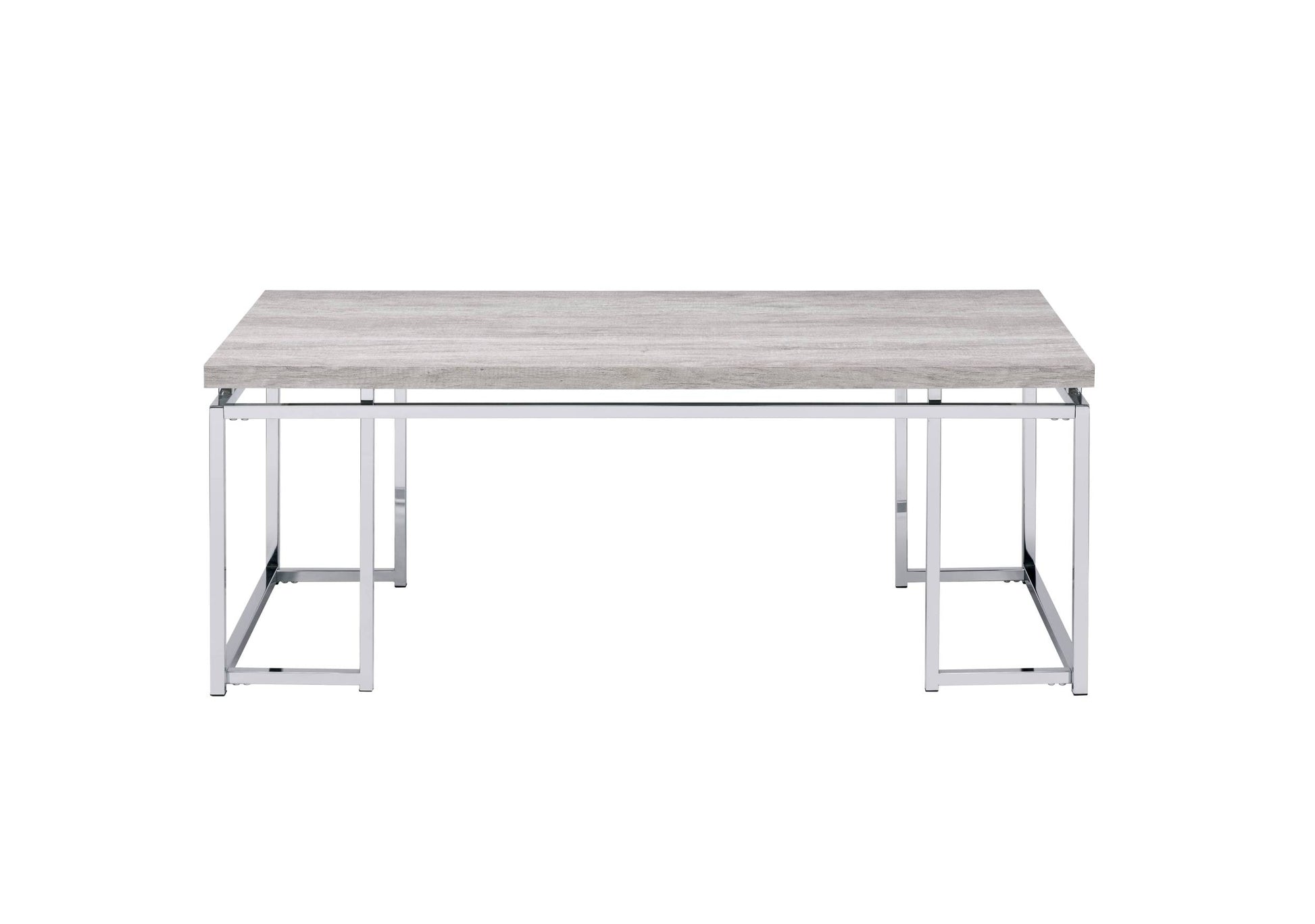 Natural Oak And Chrome Coffee Table With Metal Sled Base Oak Primary Living Space Modern Rectangular Wood Metal Sled