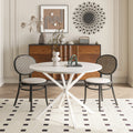 42.13'' Modern Cross Leg Round Dining Table, White Top Occasional Table, Two Piece Removable Top, Matte Finish Iron Legs White Mdf Metal