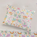 Floral Reversible Cotton Duvet Cover Set With Throw Pillow Queen Multicolor Cotton