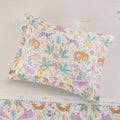 Floral Reversible Cotton Duvet Cover Set With Throw Pillow Twin Multicolor Cotton